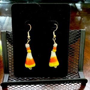 Handmade candy corn earrings